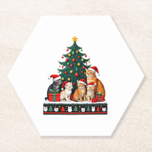 Cat Christmas Funny Ugly Women Mannen Merry Gift ( Kartonnen Onderzetters