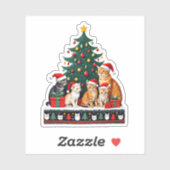 Cat Christmas Funny Ugly Women Mannen Merry Gift ( Sticker (Vel)
