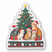 Cat Christmas Funny Ugly Women Mannen Merry Gift ( Sticker (Voorkant)