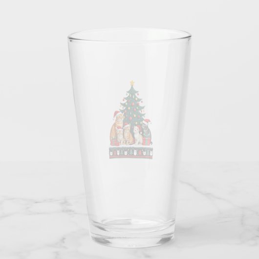 Cat Christmas Funny Ugly Women Men Merry Gift (5) Glas (Achterkant)