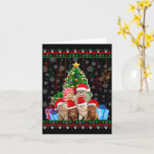 Cat Christmas Funny Ugly Women Men Merry Gift  Kaart (Gele Bloem)