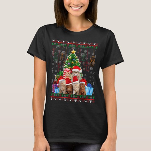 Cat Christmas Funny Ugly Women Men Merry Gift  T-shirt (Voorkant)