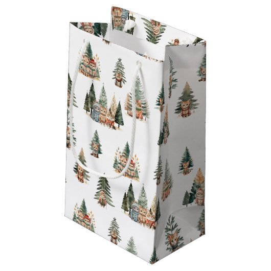 Cat Christmas Gift Bag Klein Cadeauzakje (Achterkant Gekanteld)