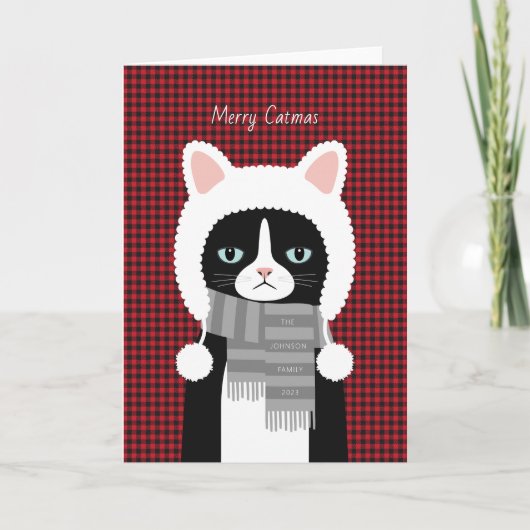 Cat Christmas Holiday Kaart (Voorkant)