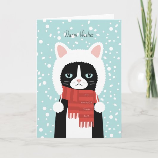 Cat Christmas Holiday Kaart (Voorkant)