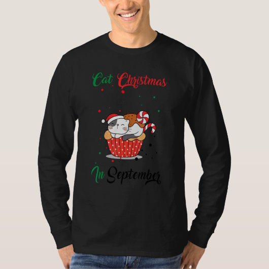 Cat Christmas In September Xmas Kitten T-shirt (Voorkant)