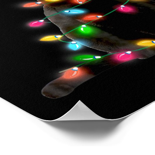 Cat Christmas Light Funny Cat Lover Christmas  Poster (Hoek)