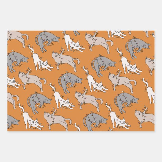 Cat Christmas Light Pink Inpakpapier Vel (Voorkant 2)