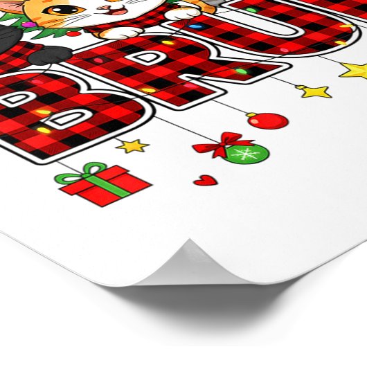 Cat Christmas Light Reindeer Santa Bruh Funny Poster (Hoek)