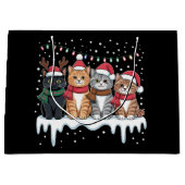 Cat Christmas Light Reindeer Santa Cat Lover Groot Cadeauzakje (Voorkant)