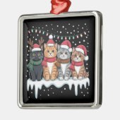 Cat Christmas Light Reindeer Santa Cat Lover Metalen Ornament (Links)