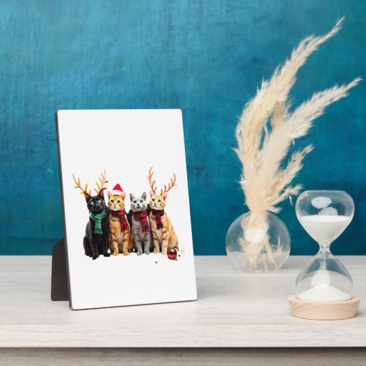 Cat Christmas Light Reindeer Santa Christmas Cat L Fotoplaat (Zijkant)