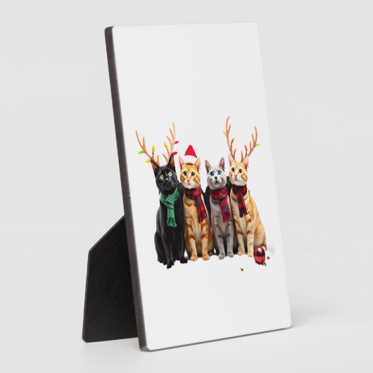 Cat Christmas Light Reindeer Santa Christmas Cat L Fotoplaat (Zijkant)