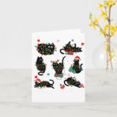 Cat Christmas Light Reindeer Santa Christmas Cat L Kaart (Gele Bloem)