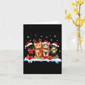 Cat Christmas Light Reindeer Santa Christmas Cat L Kaart (Gele Bloem)