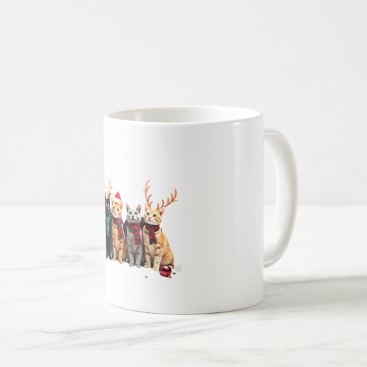 Cat Christmas Light Reindeer Santa Christmas Cat L Koffiemok (Voorkant rechts)