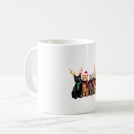 Cat Christmas Light Reindeer Santa Christmas Cat L Koffiemok (Voorkant links)