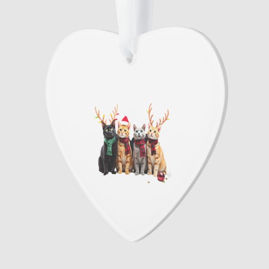 Cat Christmas Light Reindeer Santa Christmas Cat L Ornament (voorkant)