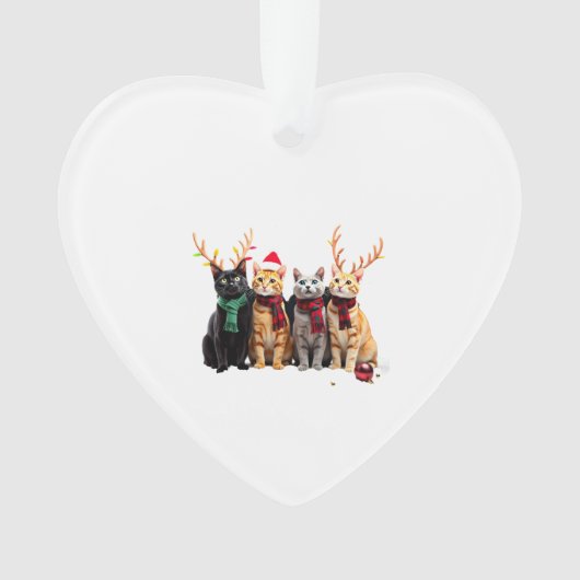 Cat Christmas Light Reindeer Santa Christmas Cat L Ornament (voorkant)