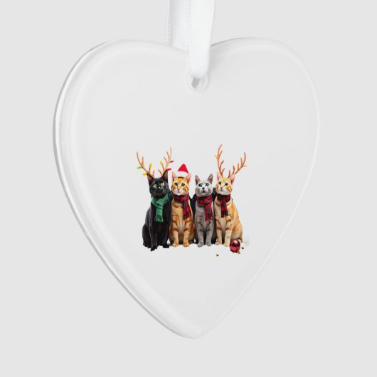 Cat Christmas Light Reindeer Santa Christmas Cat L Ornament (voorkant)