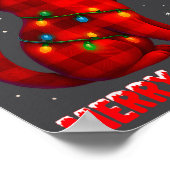 Cat Christmas Light Reindeer Santa Christmas Cat L Poster (Hoek)