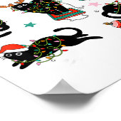 Cat Christmas Light Reindeer Santa Christmas Cat L Poster (Hoek)