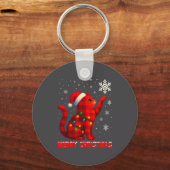Cat Christmas Light Reindeer Santa Christmas Cat L Sleutelhanger (Voorkant)