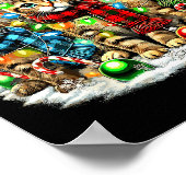 Cat Christmas Light Reindeer Santa Christmas Cats  Poster (Hoek)