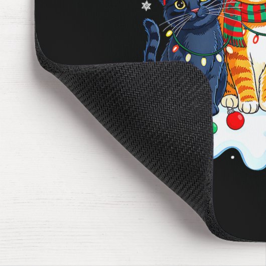 Cat Christmas Light Reindeer Santa Christmas Funny Muismat (Hoek)