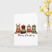 Cat Christmas Light Reindeer Santa Meowy Christmas Kaart (Gele Bloem)