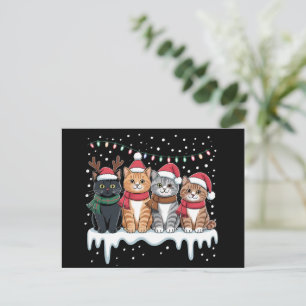 Cat Christmas Light Rendier Santa Cat Lover Feestdagenkaart