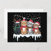 Cat Christmas Light Rendier Santa Cat Lover Feestdagenkaart (Voorkant / Achterkant)