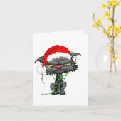 Cat Christmas Lights Bored Cat Santa Hat Funny Cat Kaart (Gele Bloem)