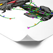 Cat Christmas Lights Bored Cat Santa Hat Funny Cat Poster (Hoek)