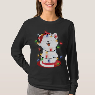 Cat Christmas Lights kat Portretsneeuw T-shirt