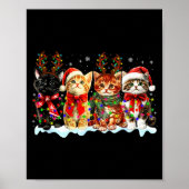 Cat Christmas Lights Reindeer Santa Cat Lover Xmas Poster (Voorkant)