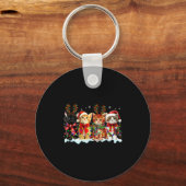 Cat Christmas Lights Reindeer Santa Cat Lover Xmas Sleutelhanger (Voorkant)