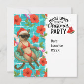 Cat Christmas Pool Party for Christmas in July Kaart (Voorkant)