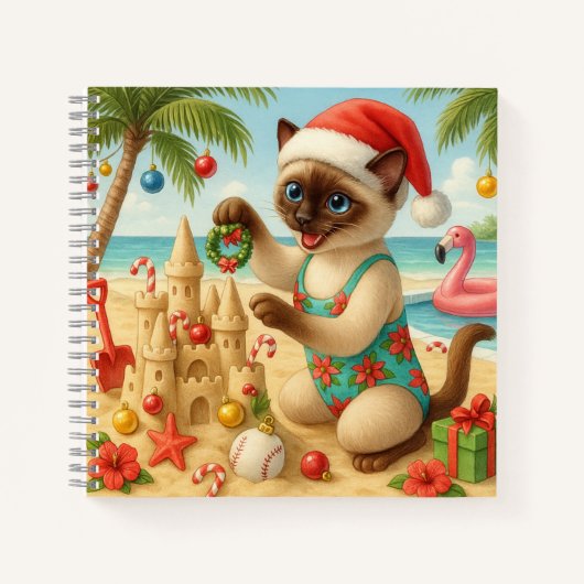 Cat Christmas Pool Party Notitieboek (Voorkant)