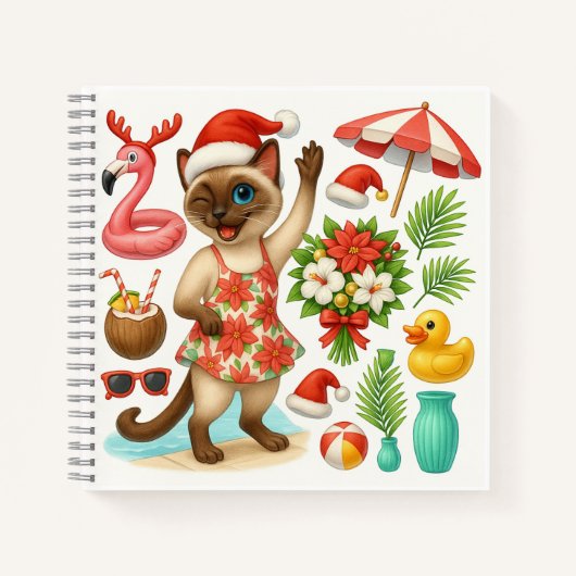 Cat Christmas Pool Party Notitieboek (Voorkant)