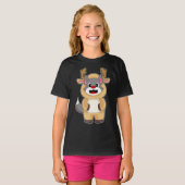 Cat Christmas Reindeer T-shirt (Voorkant volledig)