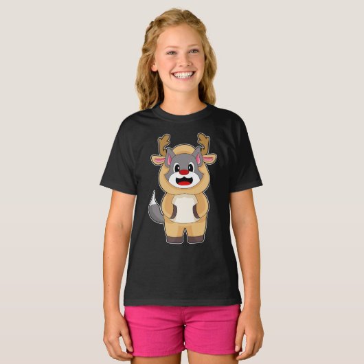 Cat Christmas Reindeer T-shirt (Voorkant volledig)