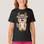 Cat Christmas Reindeer T-shirt (Voorkant)