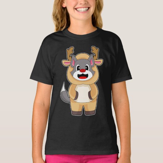 Cat Christmas Reindeer T-shirt (Voorkant)