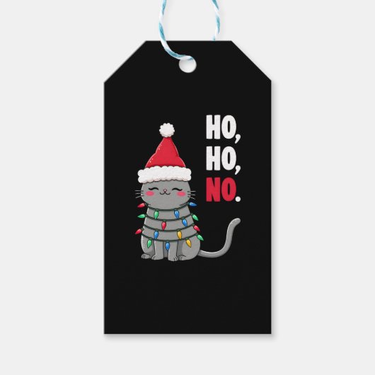 Cat Christmas Shirt Kids Funny Santa Cat Christmas Cadeaulabel (Voorkant)