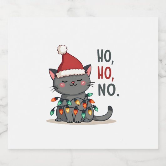 Cat Christmas Shirt Kids Funny Santa Cat Christmas Sparkling Wijnetiket (Enkel label)