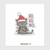 Cat Christmas Shirt Kids Funny Santa Cat Christmas Sticker (Vel)