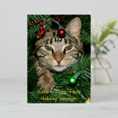 Cat Christmas Spint-fect Vakantie Folie Kerst Folie Uitnodiging (Staand Voorkant)