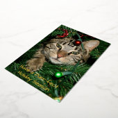 Cat Christmas Spint-fect Vakantie Folie Kerst Folie Uitnodiging (Gedraaid)
