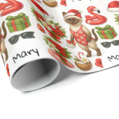 Cat Christmas Summer July Pool Party Cadeaupapier (Rol Hoek)